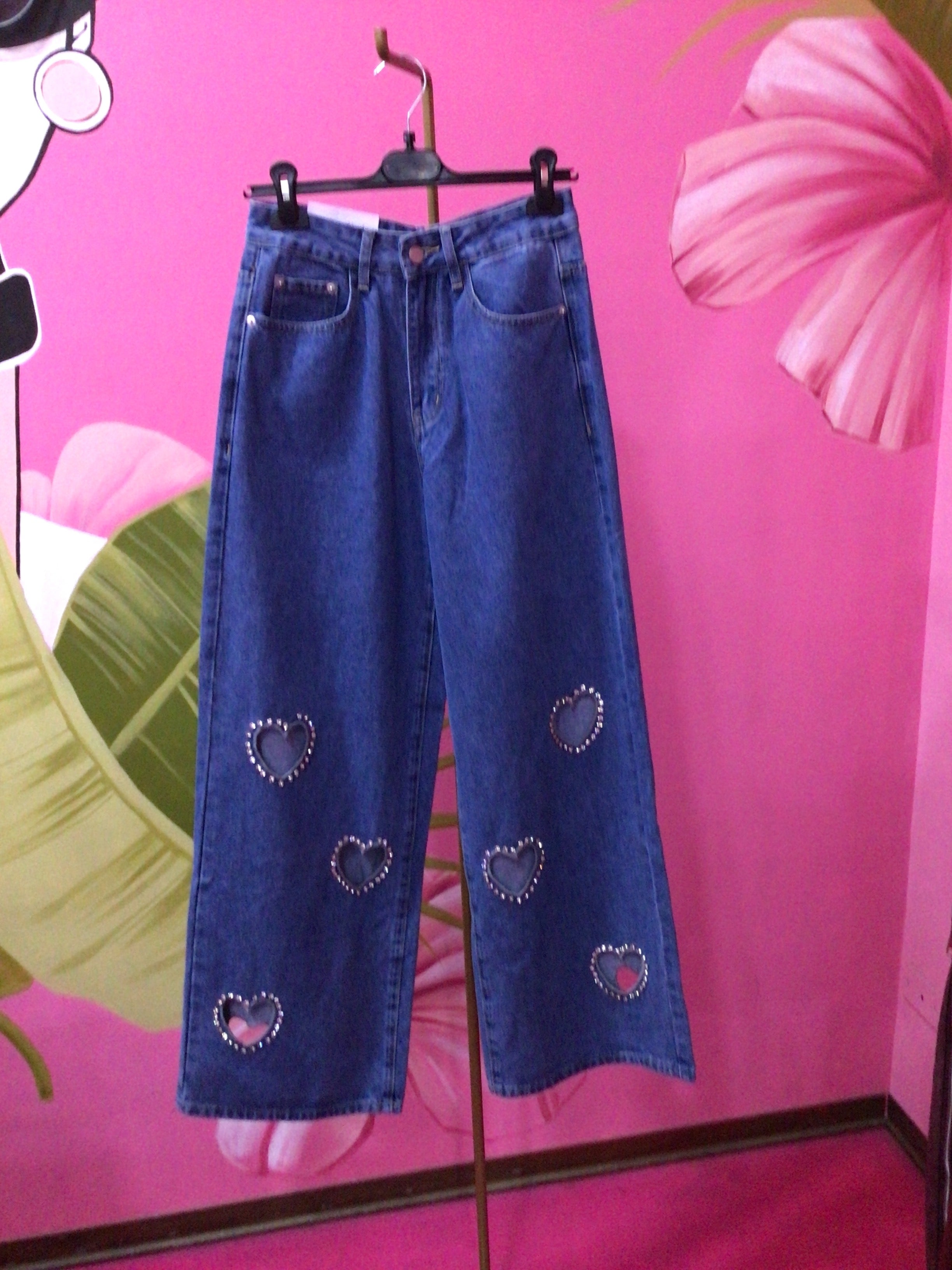 Jeans wide leg heart-shape cut