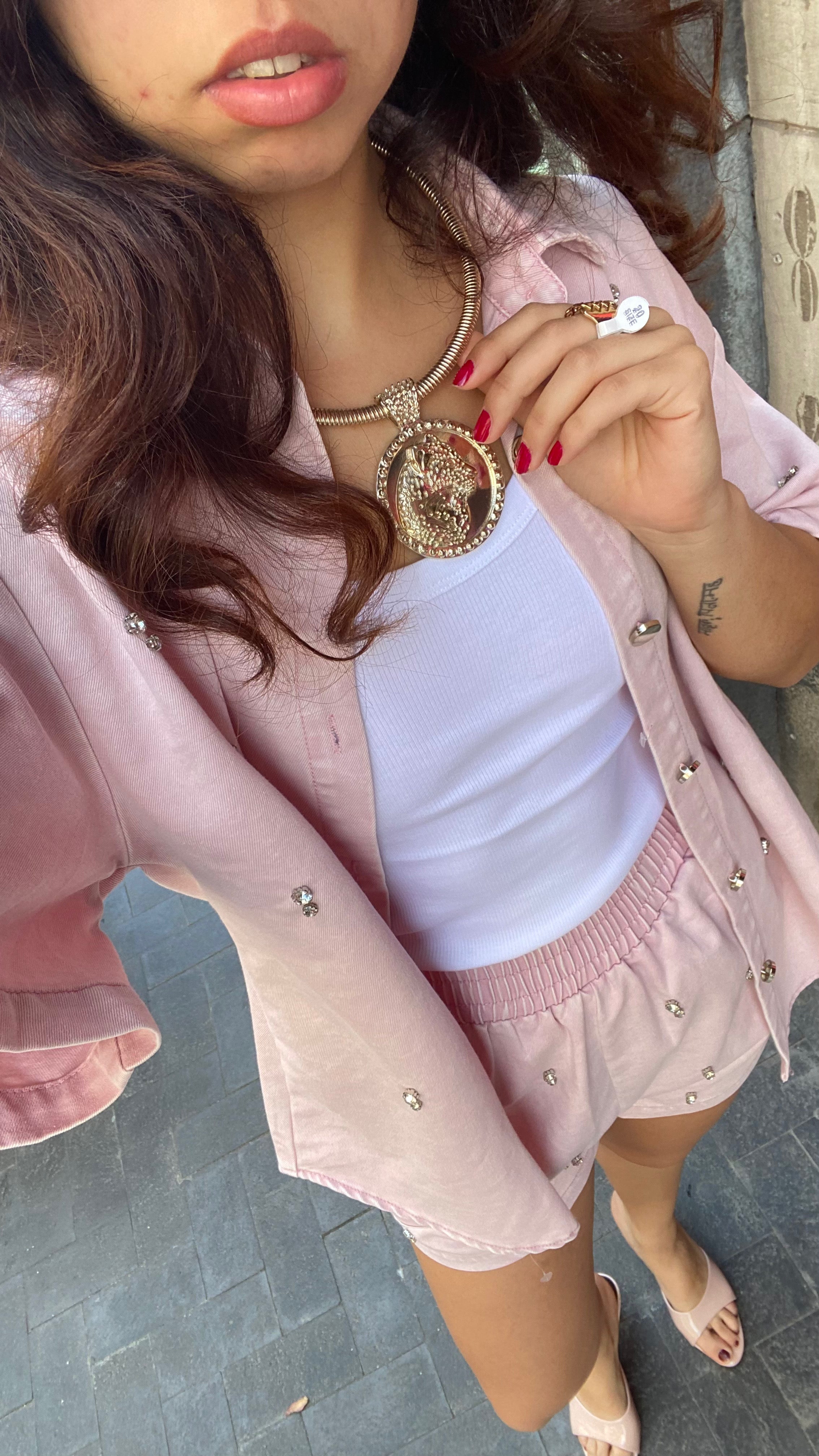 Completo strass rosa