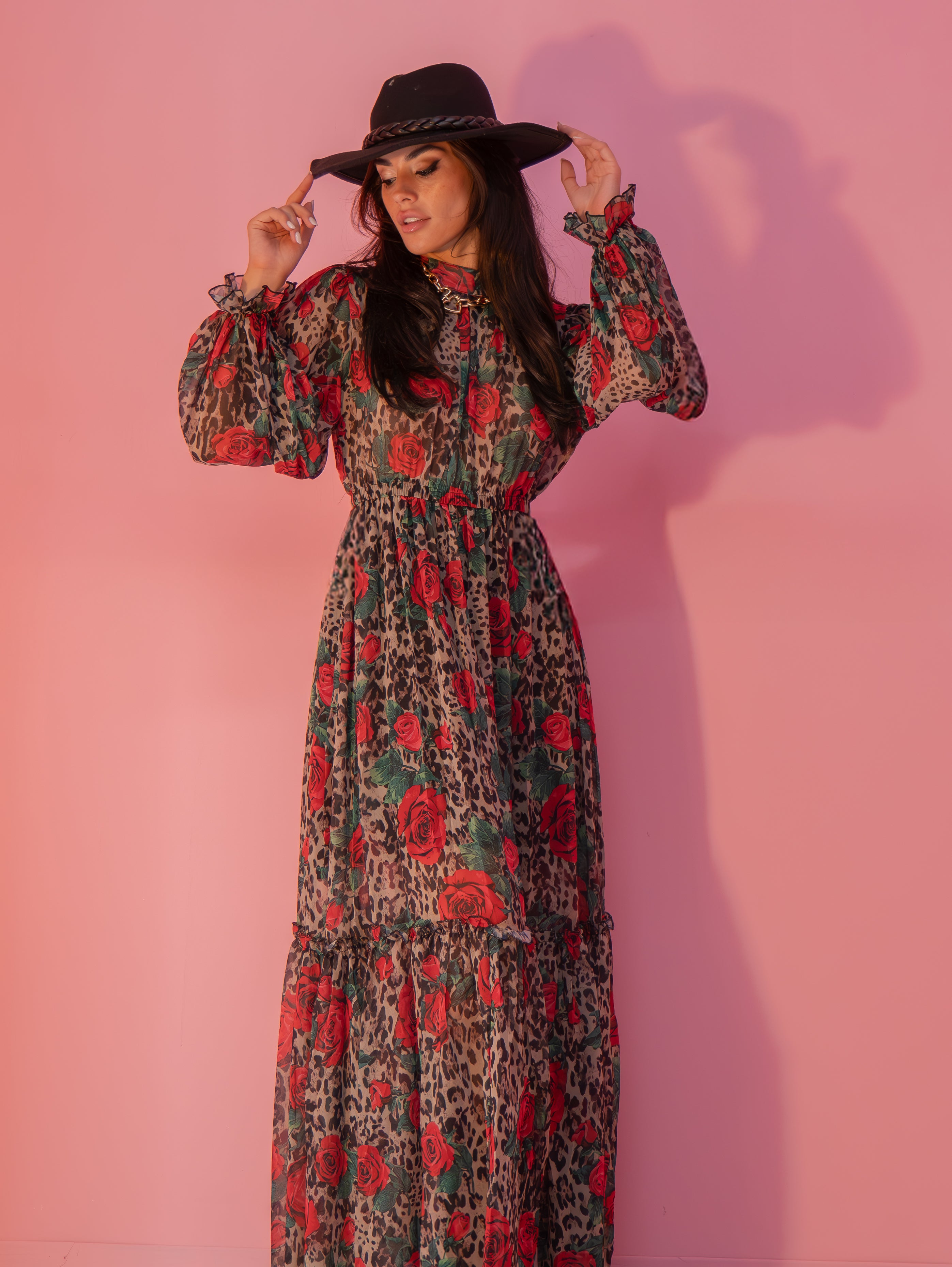 Abito rose animalier