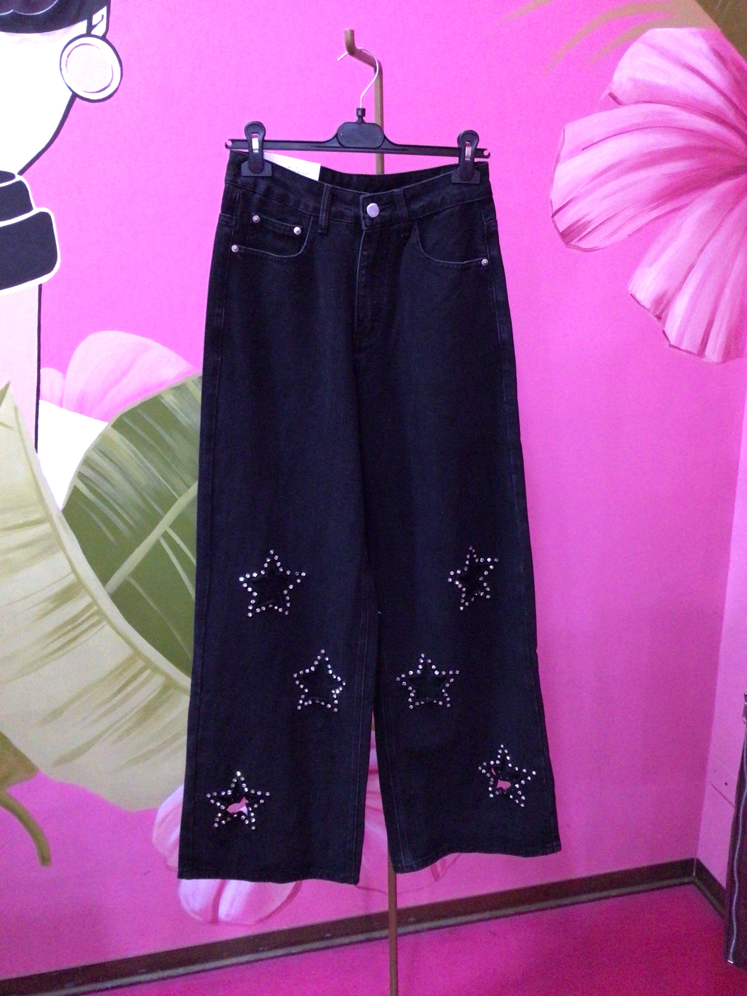 Jeans nero star-shape cut