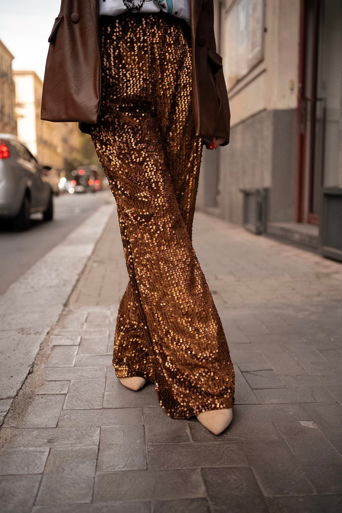 Pantalone strass oro