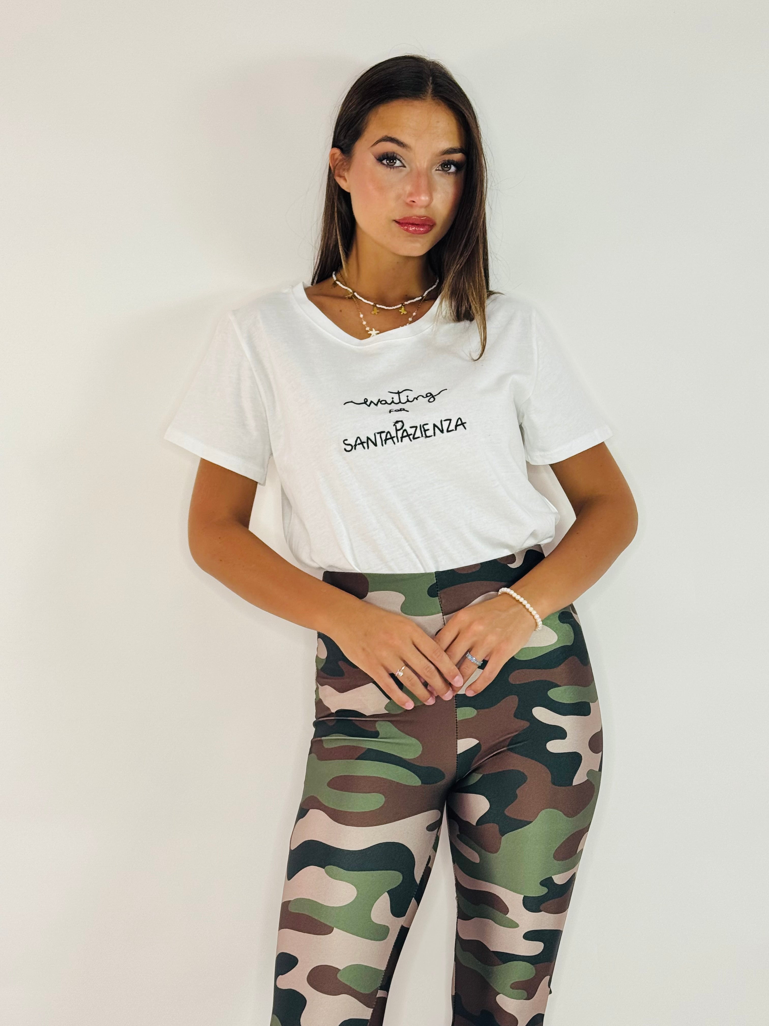 T-shirt bianca "Santa Pazienza"