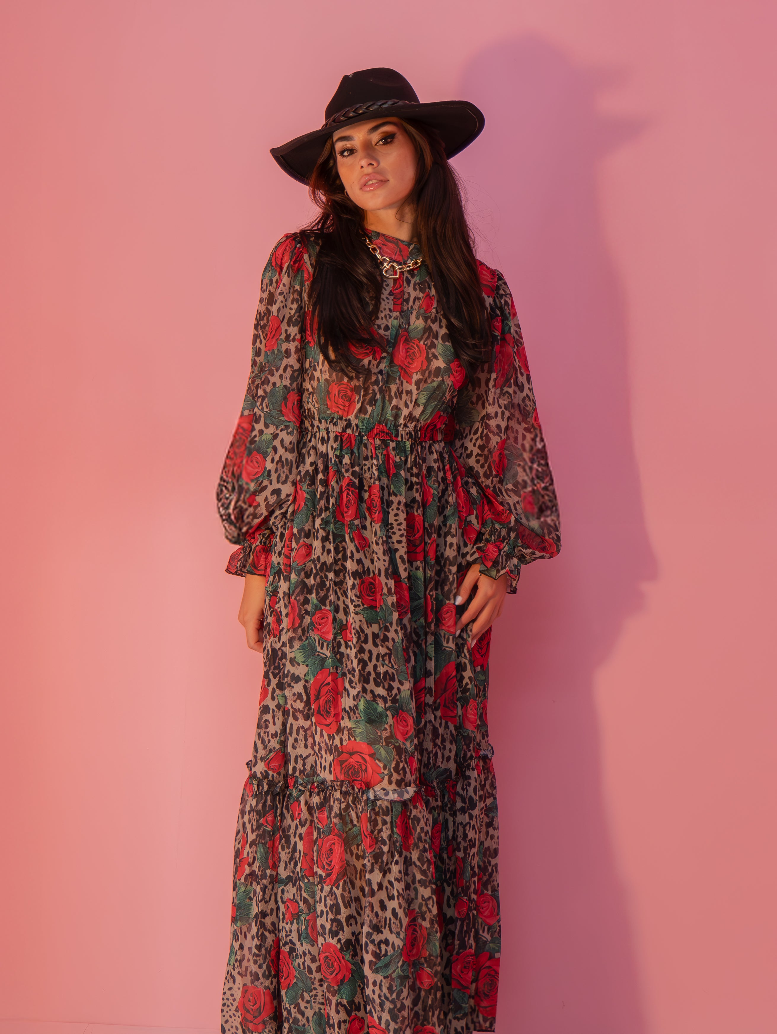 Abito rose animalier