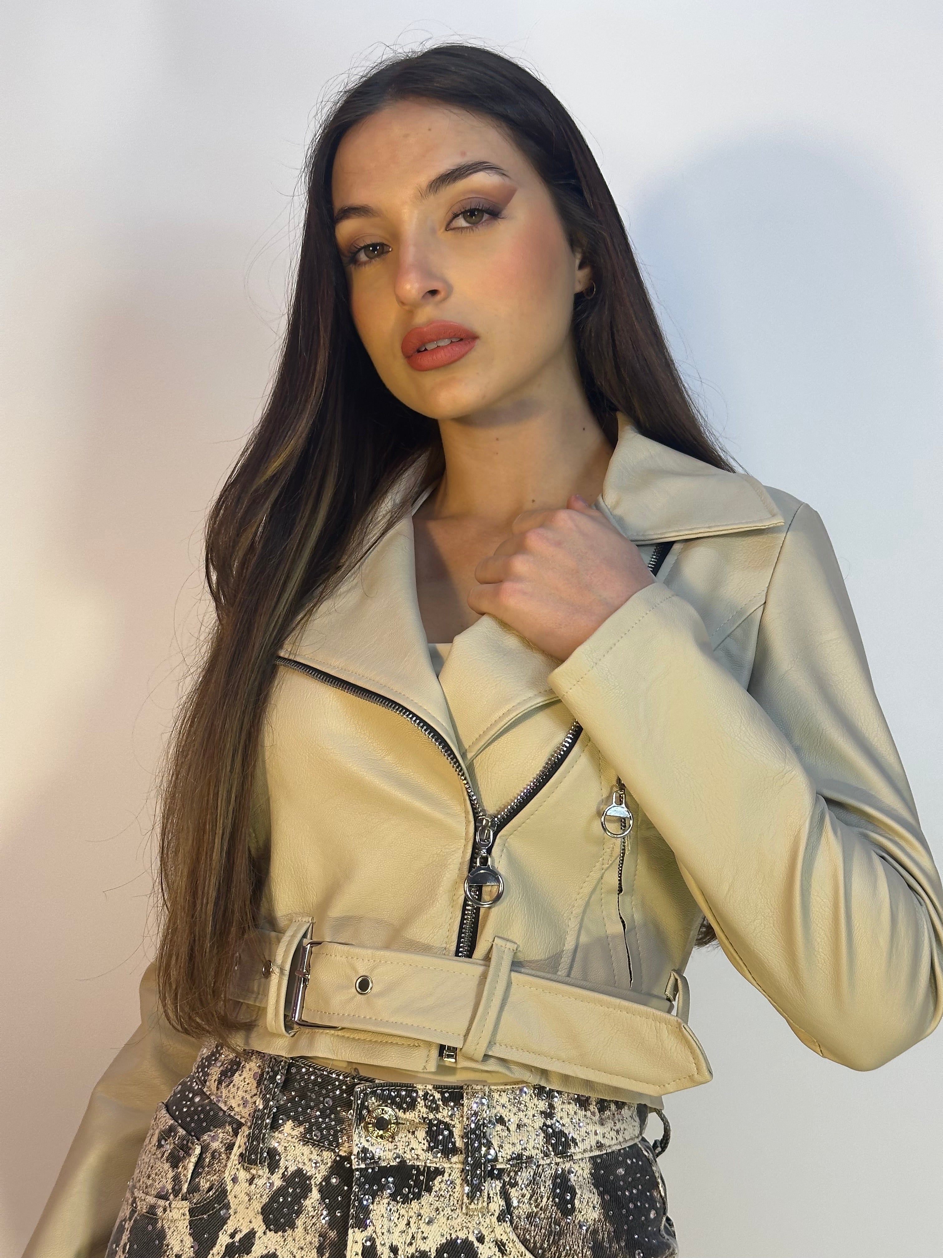Biker crop ecopelle