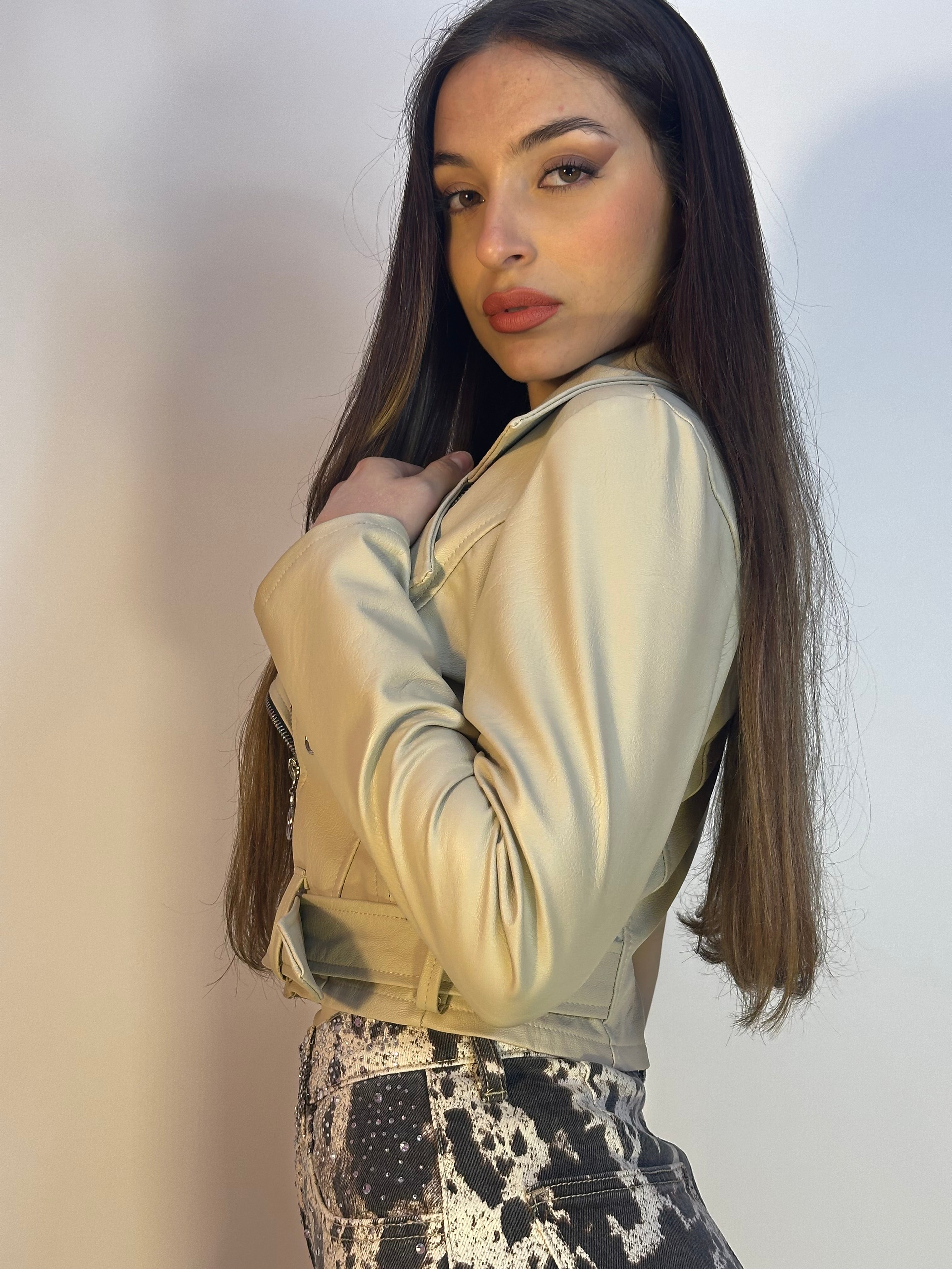 Biker crop ecopelle