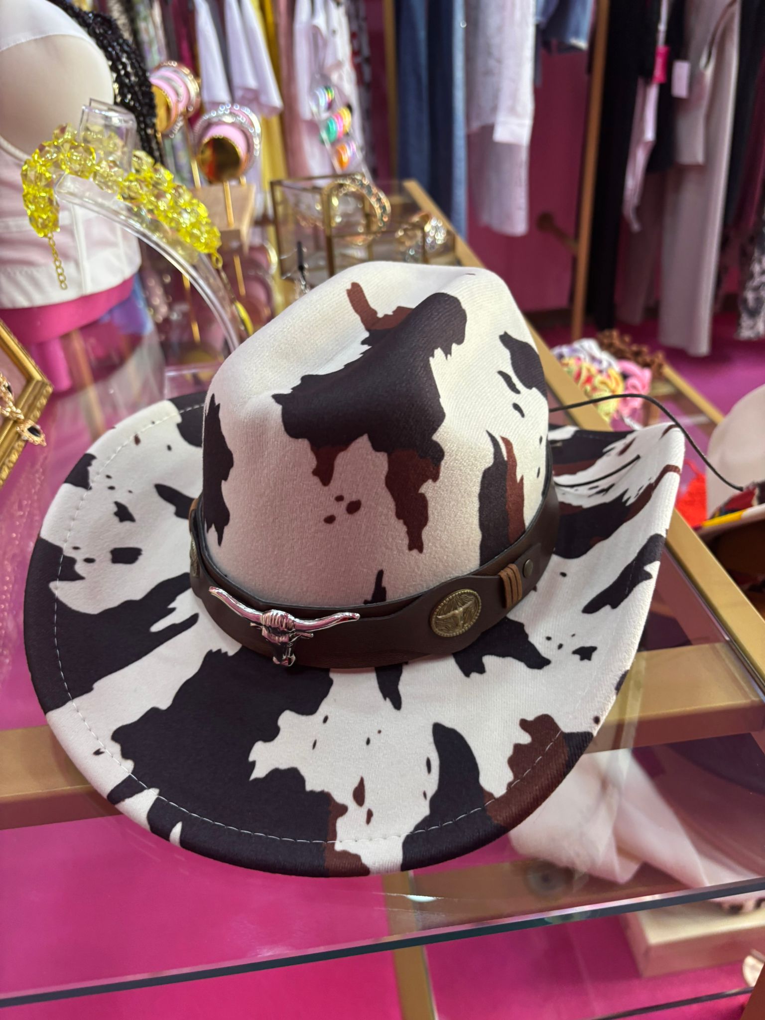 Cappello Western Cowprint